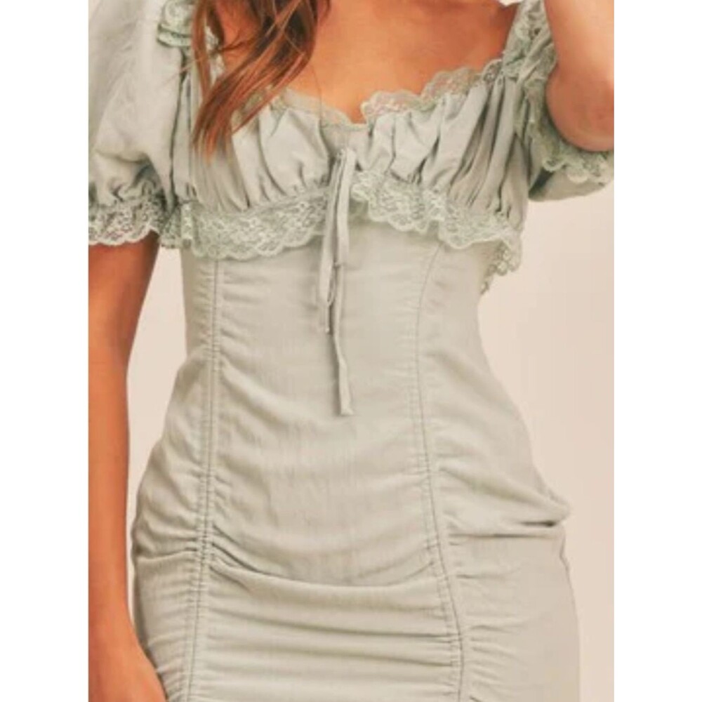 MABLE SIZE S SAGE GREEN MILKMAID WHIMSIGOTH FAIRY GRUNGE COQUETTE MINI DRESS